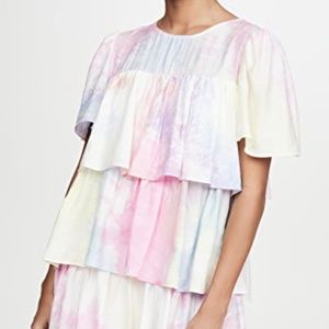 English Factory Pastel Tie-Dye Ruffle Tiered Dress